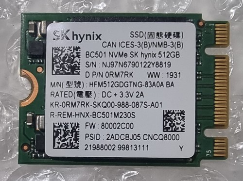SK HYNIX BC501 512GB NVMe PCIe M2 2230 SSD HFM512GDGTNG-83A0A Laptop Dampfdeck