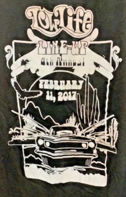 4th Annual 2017 Low Life Lineup Black Graphic Crew Neck Tee Cars XL
