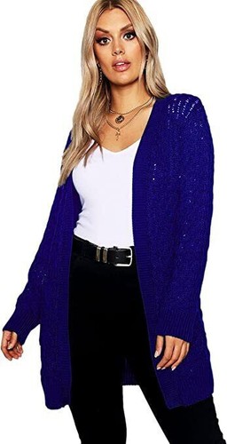 Women Crochet Knitted Oversized Cardigan Ladies Open Front Long Sleeve Plus Size - Picture 2 of 15