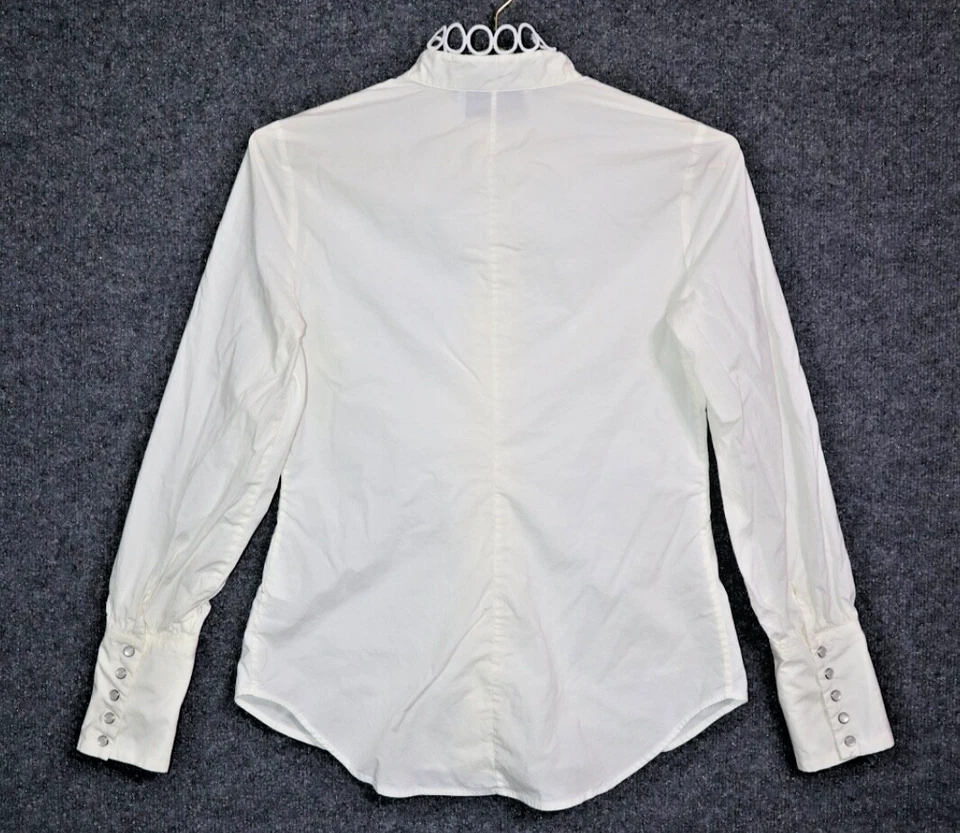 Pearl Shirt Women 4 Off White Cream Lela Rose Poplin Button Down Snap Cuffs EUC - Image 3 of 4