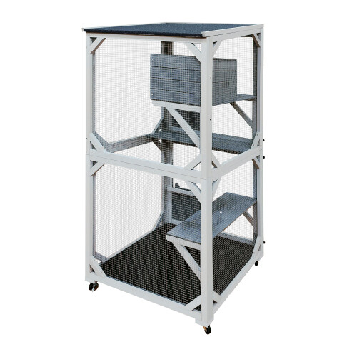 Catio Outdoor Cat Enclosure, Luxury Cat House On Wheels With Napping