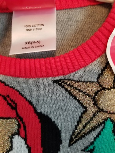 Mickey Mouse Christmas Sweater Light Up Star X Small 4 5 Tree Disney Stripe NEW - Picture 6 of 6