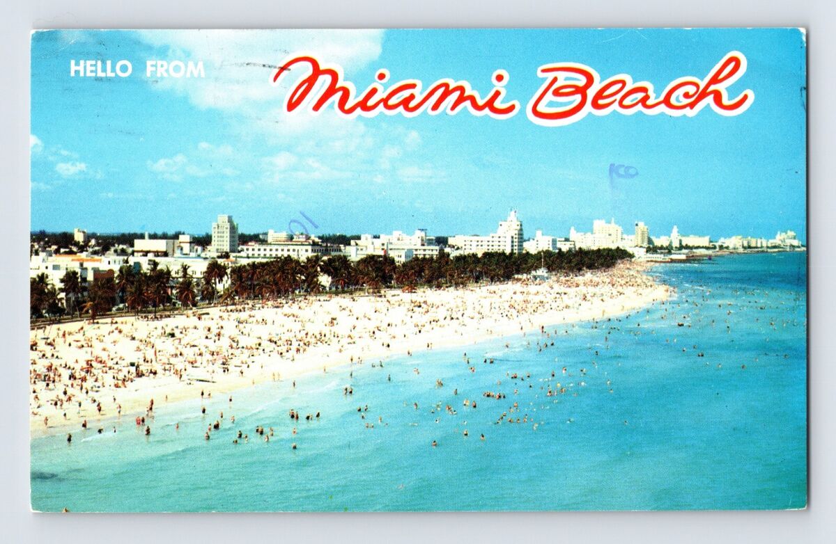 Hello from Miami FLORIDA Vintage Chrome Postcard