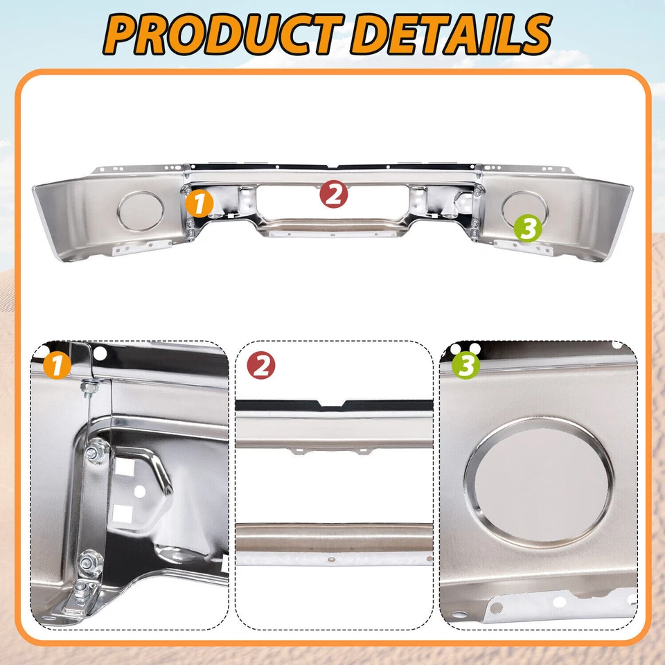 Chrome Stamped Steel Front Bumper Face Bar w/o Light Holes For Ford F150 09-14 - Imagem 4 de 4