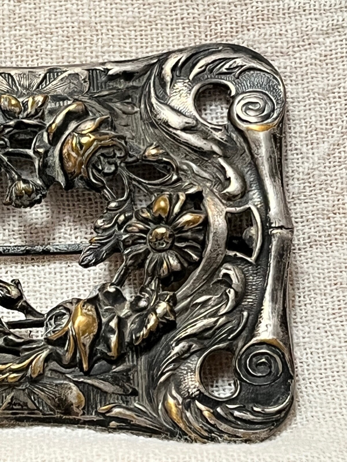 Victorian silver over brass rectangular detailed … - image 4