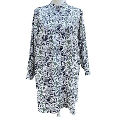 Boden Antonia Sz. 6 Petite Cotton Shirt Tunic Dress Green Tropical Leaf  Pattern | eBay
