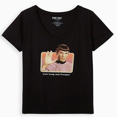 Star Trek Spock Live Long and Prosper Womens' Plus Size Black T-Shirt NEW
