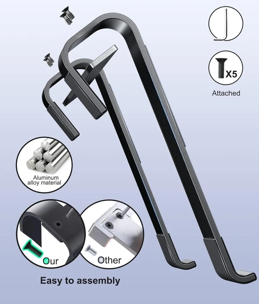 Laptop Stand for Desk, Ergonomic Detachable￼ Laptop Riser, Black, Mac, Dell, La.