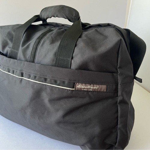 EDDIE BAUER Black Duffel Travel Bag w/ Shoulder Straps 17x12x8 Diaper Baby Bag - Picture 6 of 14