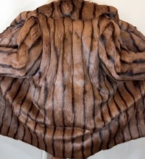 Real Fur Coney Vintage Luxury Deep Brown Mix Dark Oversized Soft Fur Coat Fr237