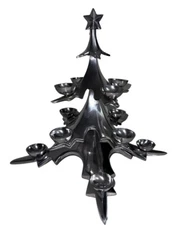Vintage Chrome Silvertone Christmas Tree Candle Holder 13” Tall Pottery Barn 
