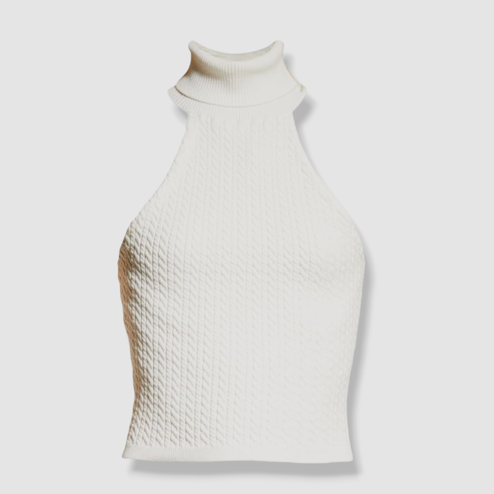 $295 Alice + Olivia Women's White Ike Cable-Knit Turtleneck Halter Top Size XL