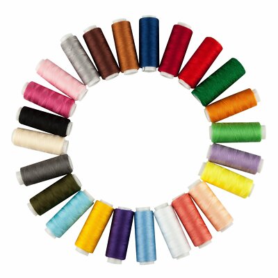 TRIXES 24 verschiedene Farben Polyester Nähgarn NEU Basteln Baumwolle Spulenpaket