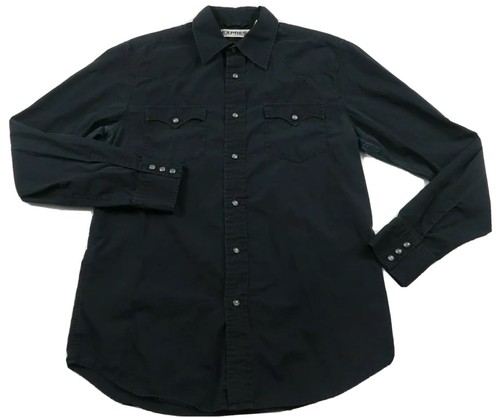 Express Mens LS Snap Button Down Black 