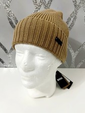 Genuine HUGO BOSS MEN FATI BEANIE HAT BROWN