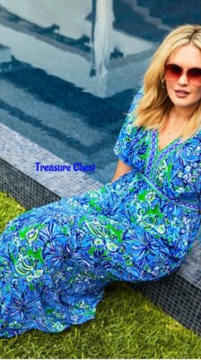 Lilly Pulitzer Women's Addison Floral Maxi Dress - Abaco Blue - Size 8