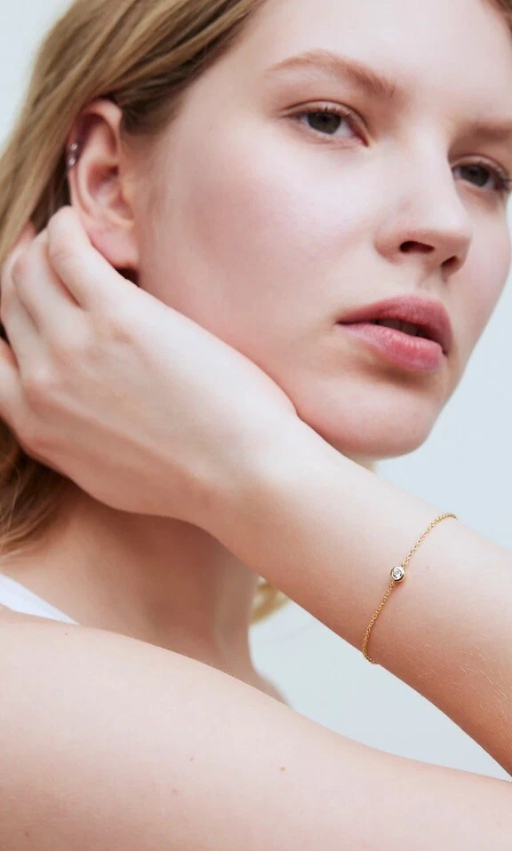 Brazalete GENUINO de oro de 14k sobre plata de ley cuenta con un bisel de zafiro Foto 2 de 2