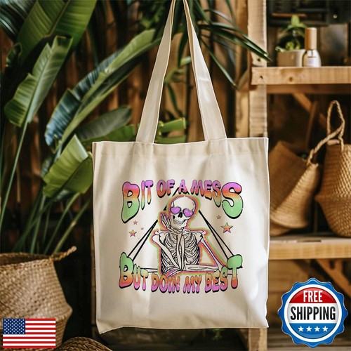 BQXS Funny Skull Tote Bag Aesthetic Canvas Reusable Tote Bag Christmas Birthd - Picture 5 of 5