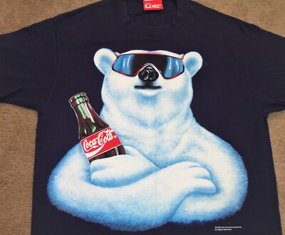 VINTAGE 90's COCA-COLA POLAR BEAR 1994 BIG LOGO COKE CHRISTMAS