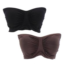 Rhonda Shear Seamless Underwire Bandeau Bra Espresso/Black - Set of 2