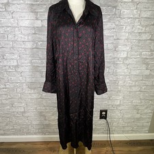Madewell Button Front Midi Shirtdress Red Floral Long Sleeve Sleeve Size 16