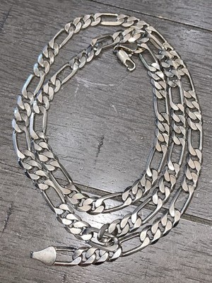 B6 925 Sterling Silber Figaro Gliederkette Halskette Karabiner 53,74 Gramm 30''