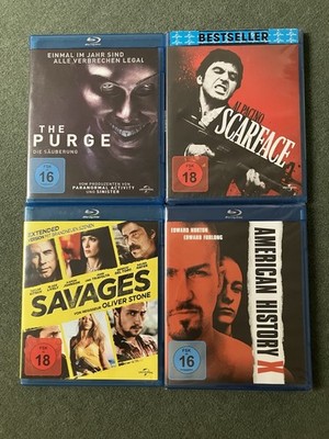 Blu-ray Bundle: Scarface & American History X (OVP), Savages & The Purge
