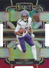 Jordan Addison 2023 Select Prizm Black and Red Die Cut Rookie Card