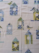 Prestige 100% cotton  Blue Birdboxes Fabric Nice Large Piece Craft Sew Clearout