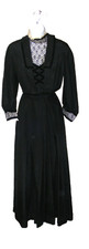 1910 MOURNING DRESS 2PC BLACK FAILLE FRANCAISE FLAT PLEAT SKIRT SLIM SILHOUETTE
