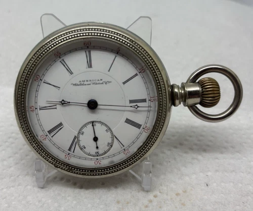 WALTHAM POCKET WATCH, 18S, 17J, GRADE P S BARTLETT, VTG 1891, STAG BACK CASE