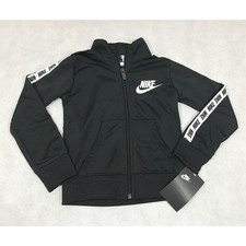NWT NIKE Track Jacket Boys Size 4 X-Small Full Zip Warm Up Black White NEW