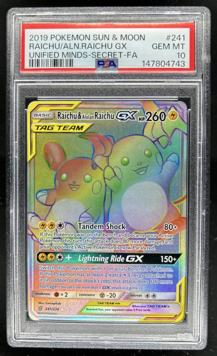 ポケモンカードゲーム Raichu & Alolan Raichu GX PSA 10 Preços baixos em Cartões TCG Pokémon Raichu & Alolan Raichu GX | eBay