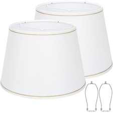 Large White Lamp Shades Set of 2, 12Top x 16Bottom x 11High, Natural Linen Hand