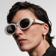 Celine Triomphe Oval Women Sunglasses White Ivory Made in Italy Hedi Slimane