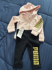 Kids 2 Piece set pink/black puma Size 3-6 M