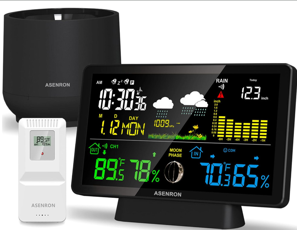 With Rain Gauge, Home Weather Stations Wireless Indoor Outdo