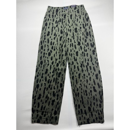NWT Scoop Women's Leopard Print Green Black Barrel Jeans - Size 0/32" (28x31)*
