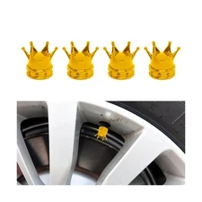 4PCS Crown Tire Valve Stem Caps, Air Caps Cover, Aluminum Alloy Dustproof and...
