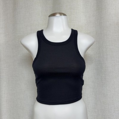 SUNDAY BEST Black Ribbed Racerback Crop Tank Top Sleeveless Shirt XS
