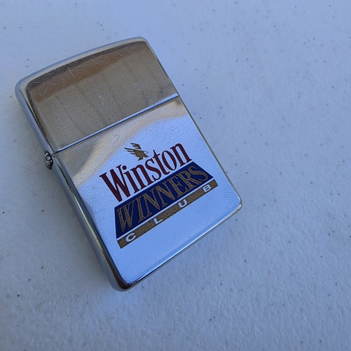 Vintage Zippo Winston Winners Club Promotional Wind Proof Lighter Chrome