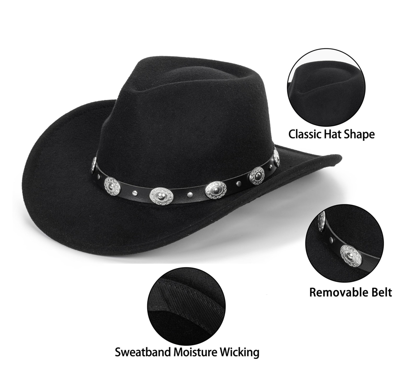 Western Cowboy Cowgirl Hat - Boys Girls Felt Fedora Hats for 2-6 Years
