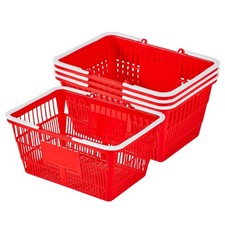 VEVOR Shopping Baskets, 4 PCS, 21L Stackable PE Plastic Grocery Baskets with Han
