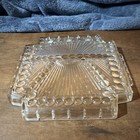 1920s Vintage Art Deco Bead and Ray Clear Pressed Glass Divided Serving Tray — photo 2
