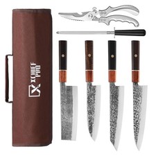 Japan Knife Set, High Carbon Steel Japan Nakiri Santoku Knife Set, Hand Forge...