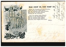 Poetry postcard farewell, poem Today I divorce, today I wandr. Maastricht 1901