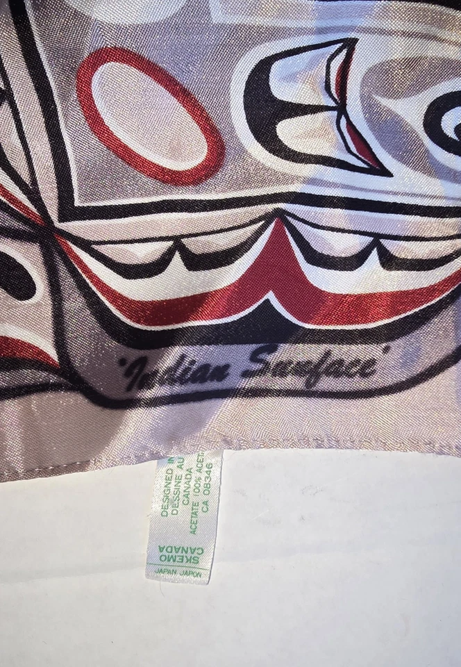 "Bufanda vintage Eleanor Paine Skemo 27"" | Tótem cara al sol indio | Arte nativo inuit" Foto 3 de 4