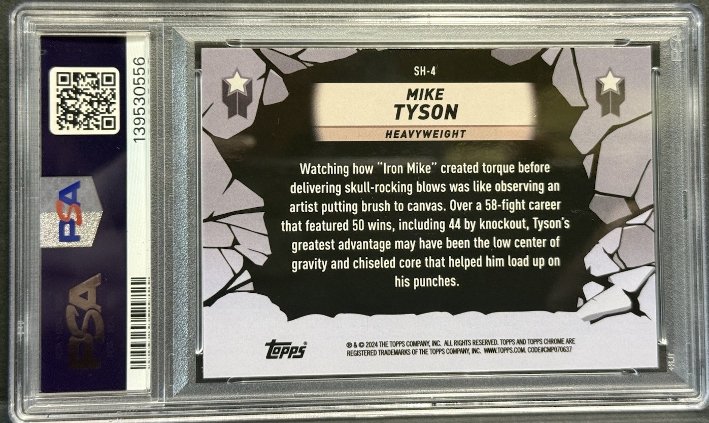 2024 Topps Chrome Boxing Legend Mike Tyson Smash Hits PSA Gem Mint 10 view 3