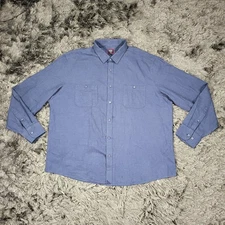 UNTUCKit Shirt Mens 3XL Blue Hemsworth Herringbone Button Down Long Sleeve