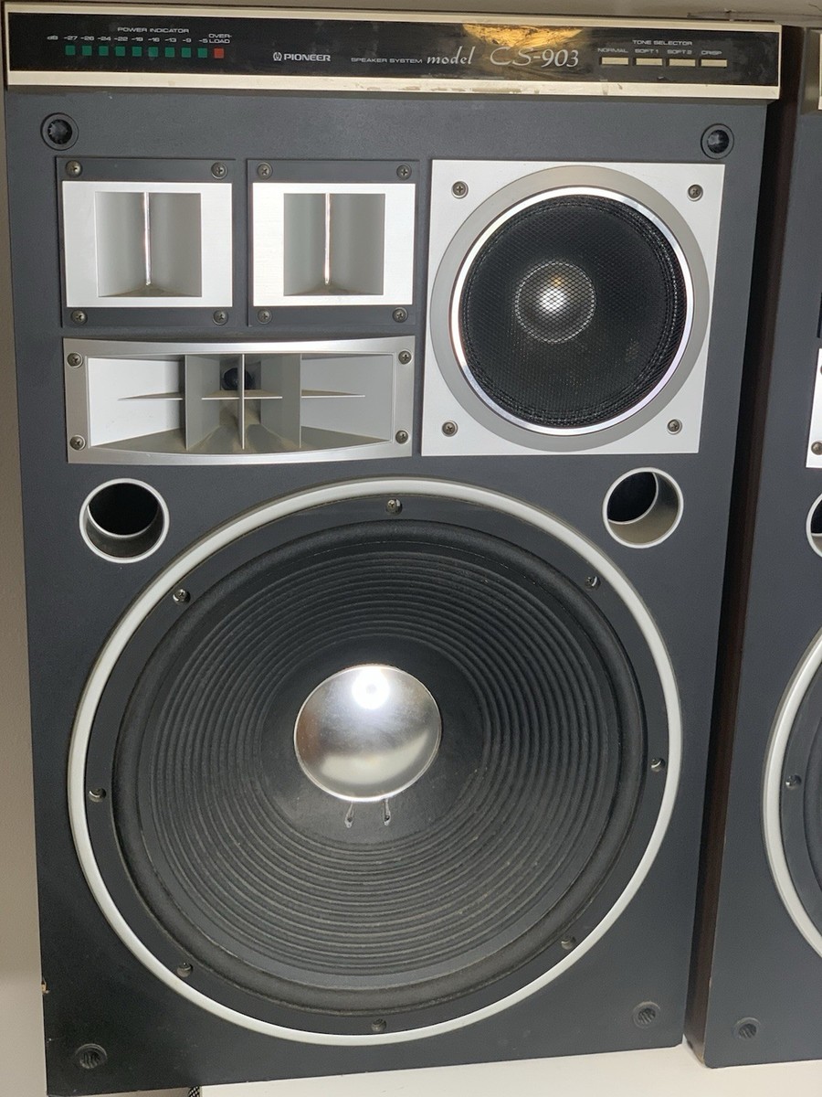 Vintage Pioneer CS-903 4-way floor speakers featuring a woofer